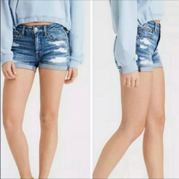 American Eagle Outfitters Distressed Hi Rise Shortie Size 0 - Picture 2 of 10